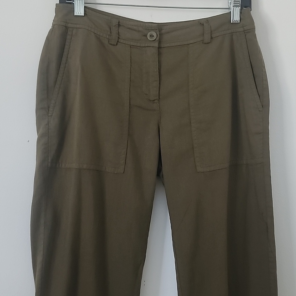 Eileen Fisher Organic Cotton Cropped Trousers Green Pants Size 2P - Picture 2 of 9